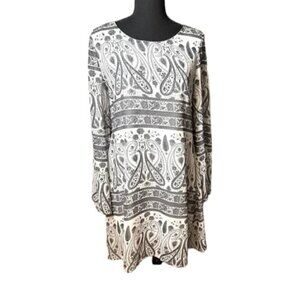 Entro White and Black Paisley Dress Women’s Small